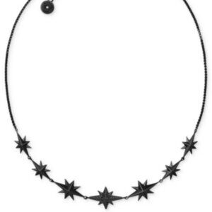 Michael-Kors Starburst PavÃ© Black IP Choker Necklace Mkj6932001